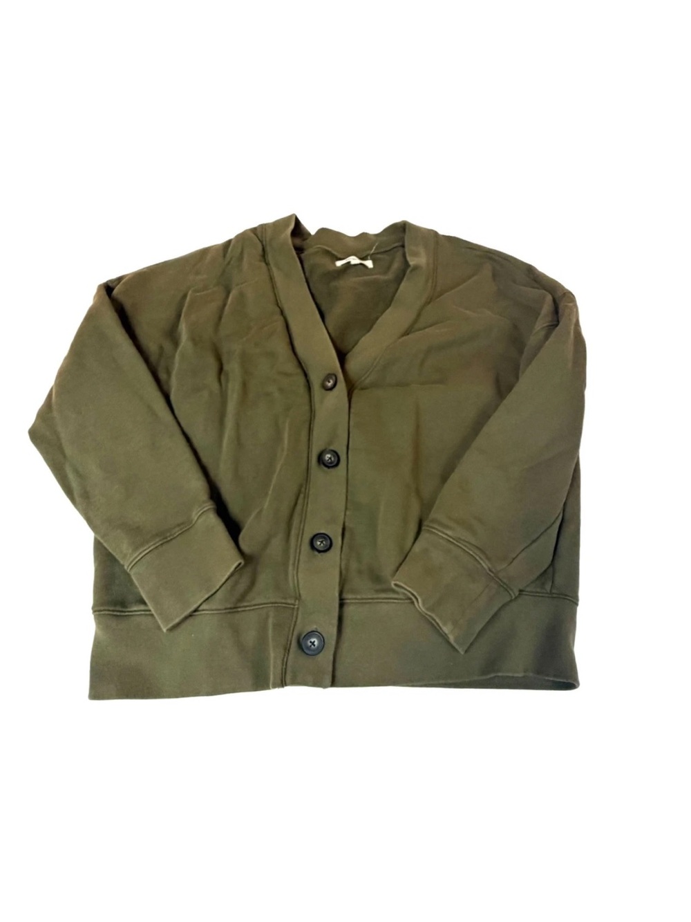 Madewell Women’s Size XS Sweater Cardigan Solid Green Button Up 100% Cotton 4316